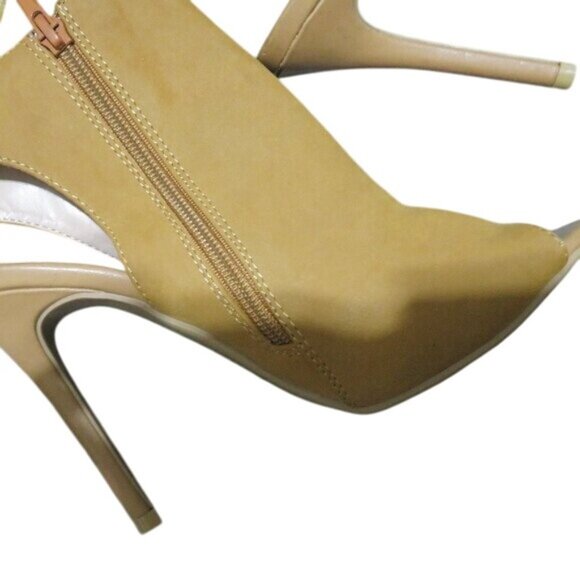 BOGO Rue21 Brown suede peep toe booties ankle boots heeled mules heels M 7-8 - Picture 7 of 13